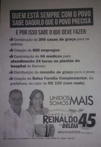 Panfleto distribuído na Campanha